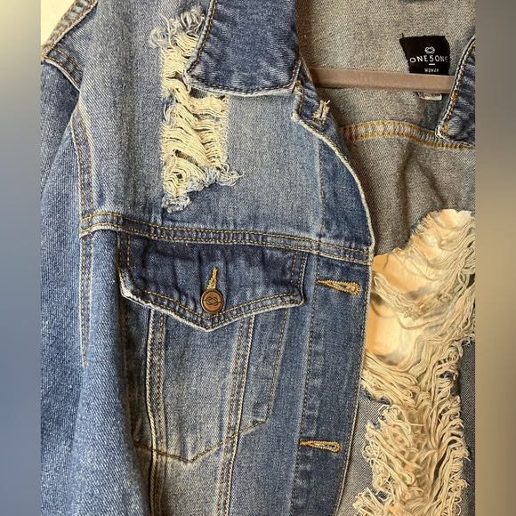 Plus size‎ Jean jacket distressed blue comfortable - Picture 4 of 7